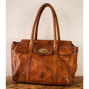 Vintage Leather Travel Handbag: Rustic Brown Boho Tote